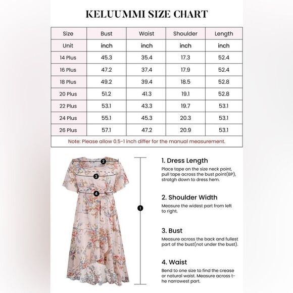 Keluummi micro Floral Maxi Wrap Dress Empire Waist flutter ruffle v neck plus 24 - Picture 14 of 14